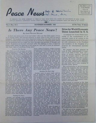 Item #019699 Peace News. November-December, 1942. Vol. 1 Nos. 10-11. Helen Alfred