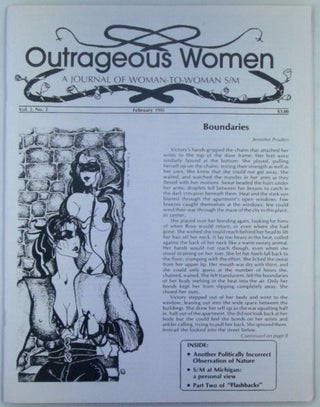 Item #019707 Outrageous Women. A Journal of Woman-to-Woman S/M. February 1986. Vol. 2, No. 2....