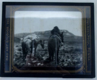 Item #019811 Montana Crow Indian Squaw and Pack Pony Lantern Slide (titled as written). William...