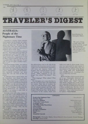 Item #019813 Travelers Digest. Summer, 1977. Volume 1, Number 1. William Burroughs, photographer