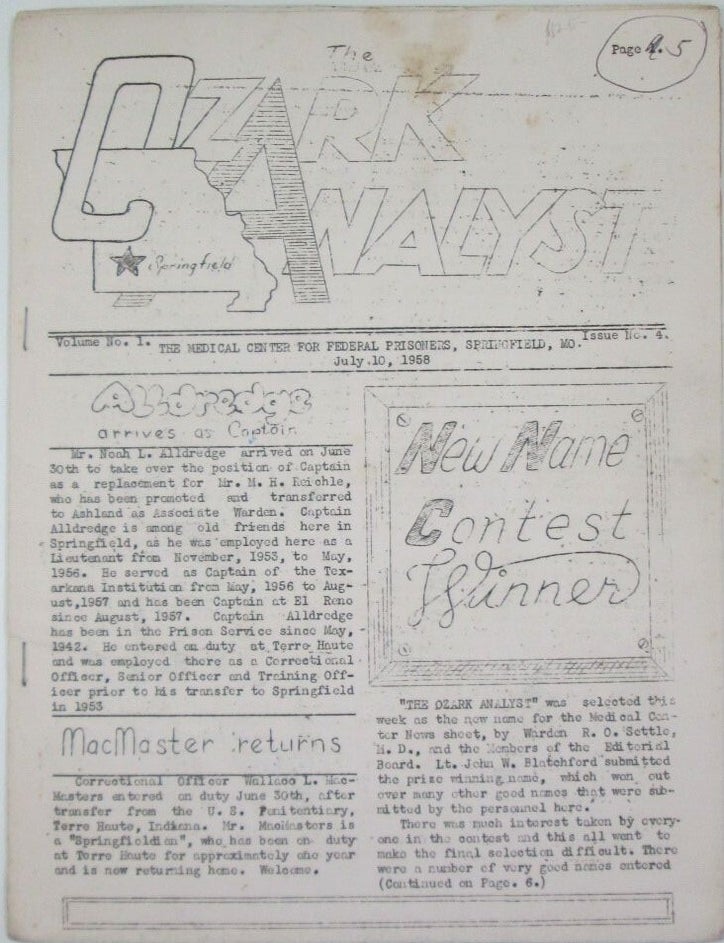 Item #019819 The Ozark Analyst. July 10, 1958. Volume No. 1, Issue No. 4. authors.