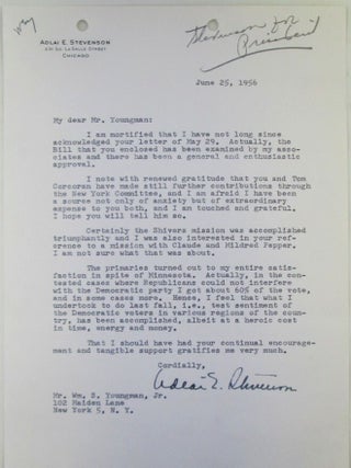 Item #019912 Adlai Stevenson For President Committee Archive of Correspondence, Mailings, Press...
