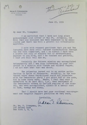 Item #019912 Adlai Stevenson For President Committee Archive of Correspondence, Mailings, Press...