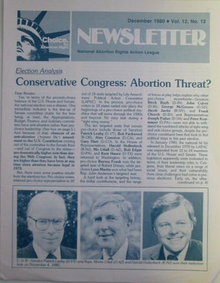 Item #019969 NARAL (National Abortion Rights Action League) Newsletter. December 1980. Vol. 12,...
