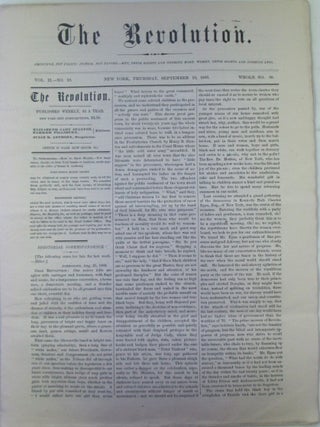 The Revolution. September 10, 1868. Vol. II. No. 10. Elizabeth Cady Stanton, Parker Pillsbury.
