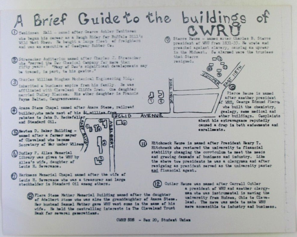 Cwru Rockefeller Building A Brief Guide to the Buildings of CWRU, ca 1969/70 Map and Guide | Case ...