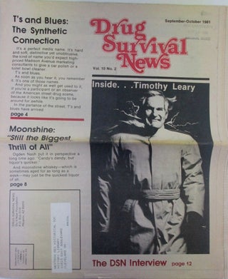Item #020149 Drug Survival News. September-October 1981. Vol. 10., No. 2. Timothy Leary, interview