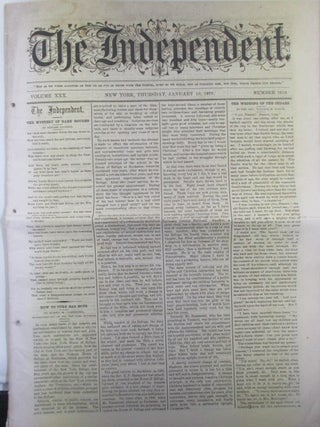 Item #020150 The Independent. January 10, 1878. Joaquin Miller, Joseph Cook