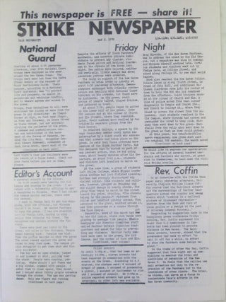 Item #020198 Strike Newspaper. Yale University. May 2, 1970. Allen Ginsberg