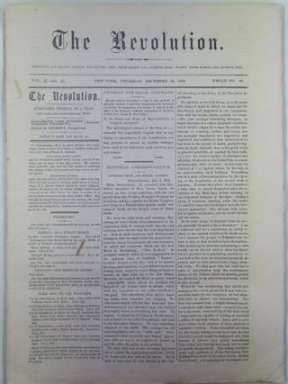 Item #020339 The Revolution. December 10, 1868. Vol. II. No. 23. Elizabeth Cady Stanton