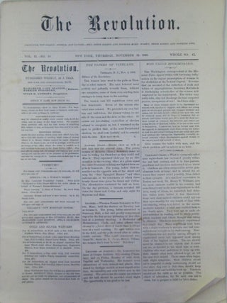 Item #020366 The Revolution. November 12, 1868. Vol. II. No. 19. Elizabeth Cady Stanton