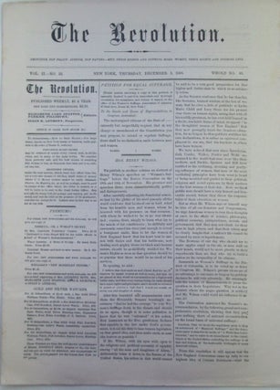 Item #020395 The Revolution. December 31, 1868. Vol. II. No. 26. Elizabeth Cady Stanton
