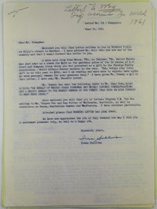 Item #020432 Collection of Secretarial Letters written to an Insurance Executive Travelling in...