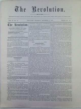Item #020532 The Revolution. December 3, 1868. Vol. II. No. 22. Elizabeth Cady Stanton
