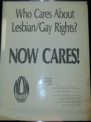 Item #020580 Who Cares About Lesbian/Gay Rights? NOW CARES! Promotional Handbill/flyer