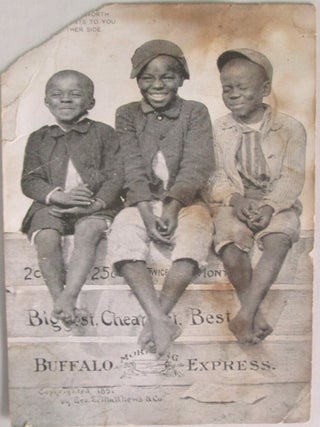 Item #020605 Buffalo Morning Express Advertising Card, with a photo of Three African-American Boys