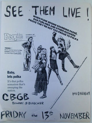 Item #020691 Das Furlines At CBGB. See Them Live! Show Flyer