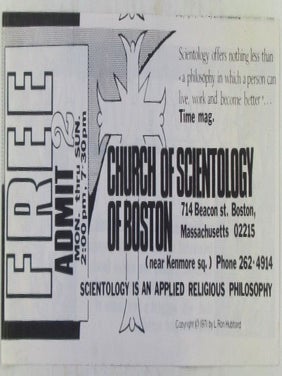 Item #020753 Church of Scientology of Boston Free Admittance Coupon