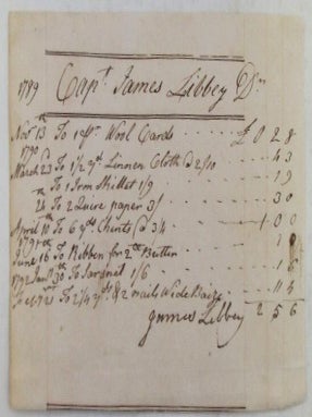Item #020796 Bill of Sale to Captain James Libbey of New Hampshire, dated 1789 to 1792