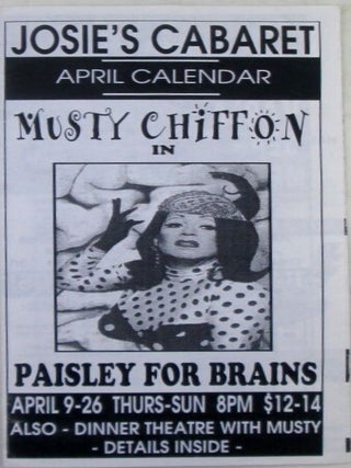 Item #020844 Musty Chiffon in Paisley for Brains. Josie's Cabaret Promotional Pamphlet