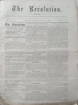 Item #020891 The Revolution. January 14, 1869. Vol. III. No. 2. Elizabeth Cady Stanton