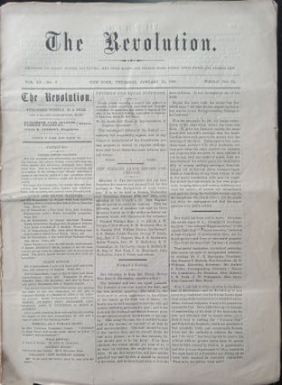 Item #020892 The Revolution. January 21, 1869. Vol. III. No. 3. Elizabeth Cady Stanton