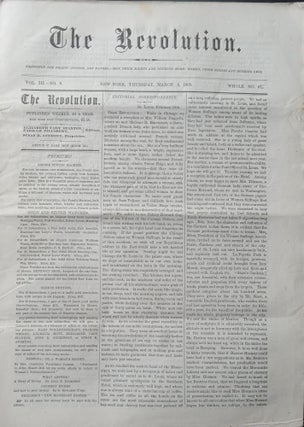 Item #020897 The Revolution. March 4, 1869. Vol. III. No. 9. Elizabeth Cady Stanton