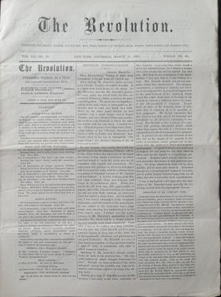 Item #020898 The Revolution. March 11, 1869. Vol. III. No. 10. Elizabeth Cady Stanton