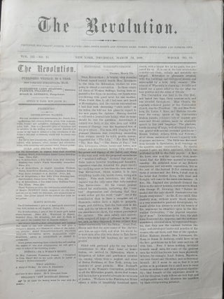 Item #020899 The Revolution. March 18, 1869. Vol. III. No. 11. Elizabeth Cady Stanton