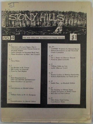 Item #020923 Stony Hills. The New England Alternative Press Review. No. 4. Larry Eigner, Authors,...
