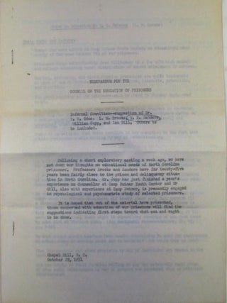 Item #020944 Memorandum for the Council on the Education of Prisoners. L. W. Brook, W. B....