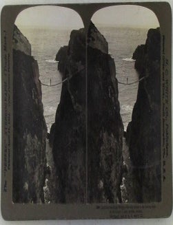Item #020966 Carrick-a-rede Rope Bridge (Ireland) Stereographic, Stereoscope, Stereoview Photograph