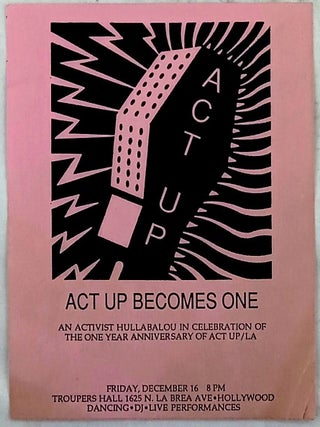 Item #020968 ACT UP Becomes One event postcard/handbill
