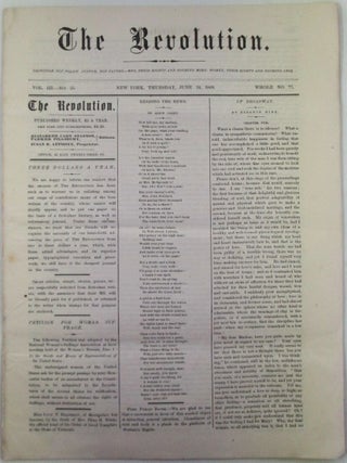 Item #021006 The Revolution. June 24, 1869. Vol. III. No. 25. Elizabeth Cady Stanton