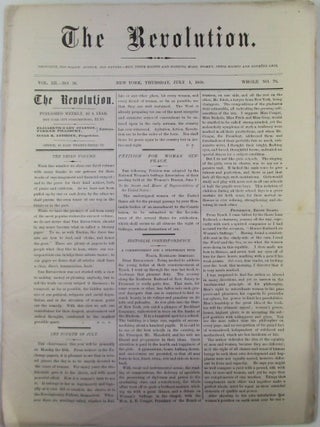 Item #021007 The Revolution. July 1, 1869. Vol. III. No. 26. Elizabeth Cady Stanton