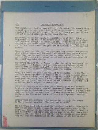 Item #021027 Nelson's Mental Pad. #621. Robert Nelson