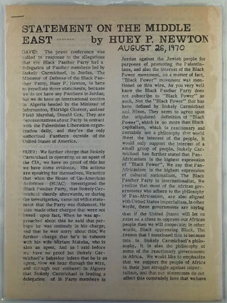 Item #021286 Statement on the Middle East. August 26, 1970. Huey Newton
