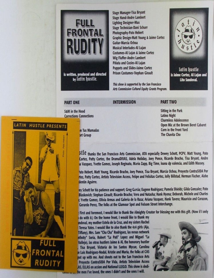 Item #021423 Latin Hustle Presents Full Frontal Nudity Promotional Handbill and Postcard. Jaime Cortez, Al Lujan, Lito Sandoval, performers.