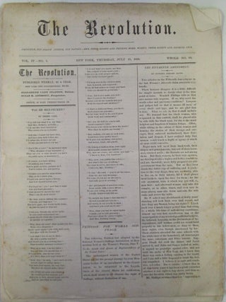 Item #021429 The Revolution. July 15, 1869. Vol. IV. No. 2. Elizabeth Cady Stanton