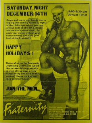 Item #021553 Fraternity Gay Men's Group Holiday Party Flyer. Saturday Night, December 14th....