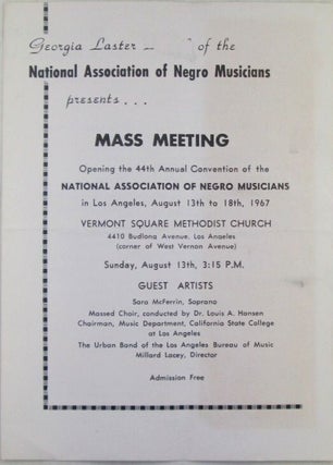 Item #021598 Georgia Laster Branch of the National Association of Negro Musicians Presents...Mass...