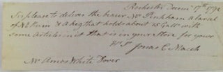 Item #021608 Handwritten request for items from a store owner in Dover, New Hampshire, Mr. Amos...