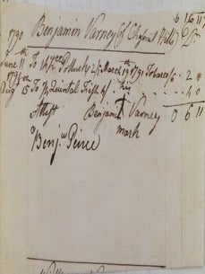Item #021609 Bill of Sale to Benjamin Varney of Chestnut Hills, dated 1790 to 1791
