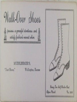 Item #021619 Walk-Over Shoes Ink Blotter Advertising Card, Featuring the Heavy Tan Calf Leather...