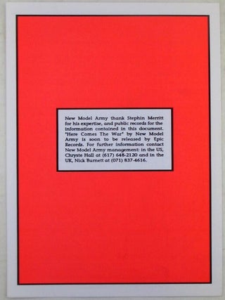 New Model Army. "Here Comes the War" Recipe to Build an Atomic Bomb Promotional Leaflet.