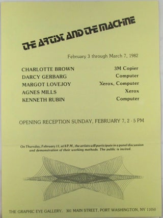 The Artist and the Machine Exhibition Flyer and Signed Artist Agreement. Margot Lovejoy, artist.
