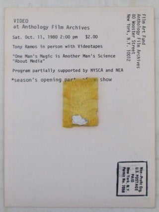 Tony (Anthony) Ramos: Video at Anthology Film Archives Promotional Postcard.