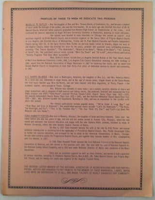 Georgia Laster Branch of the National Association of Negro Musicians Presents Its Eleventh Annual Memorial Concert Sunday Afternoon, January 13, 1974
