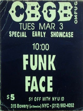 Item #021838 CBGB Special Early Showcase With Funk Face Concert Handbill. Tues. Mar 3