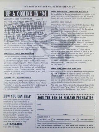 Item #021852 Tom of Finland Foundation Dispatch. Winter 1993-94. Tom of Finland artist, Touko...